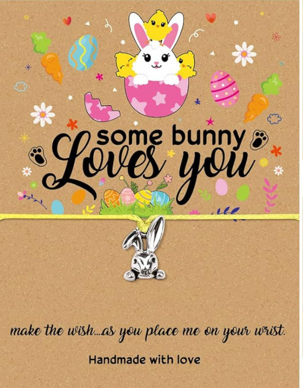 Easter Bunny Adjustable Bracelet with Card