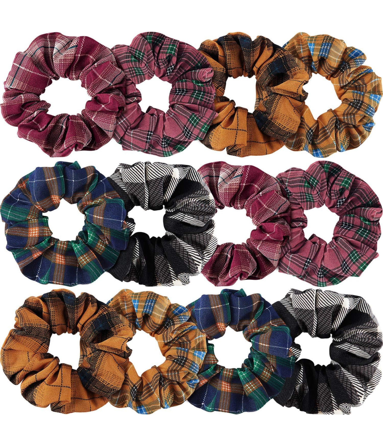 Fall Themed Plaid Scrunchies