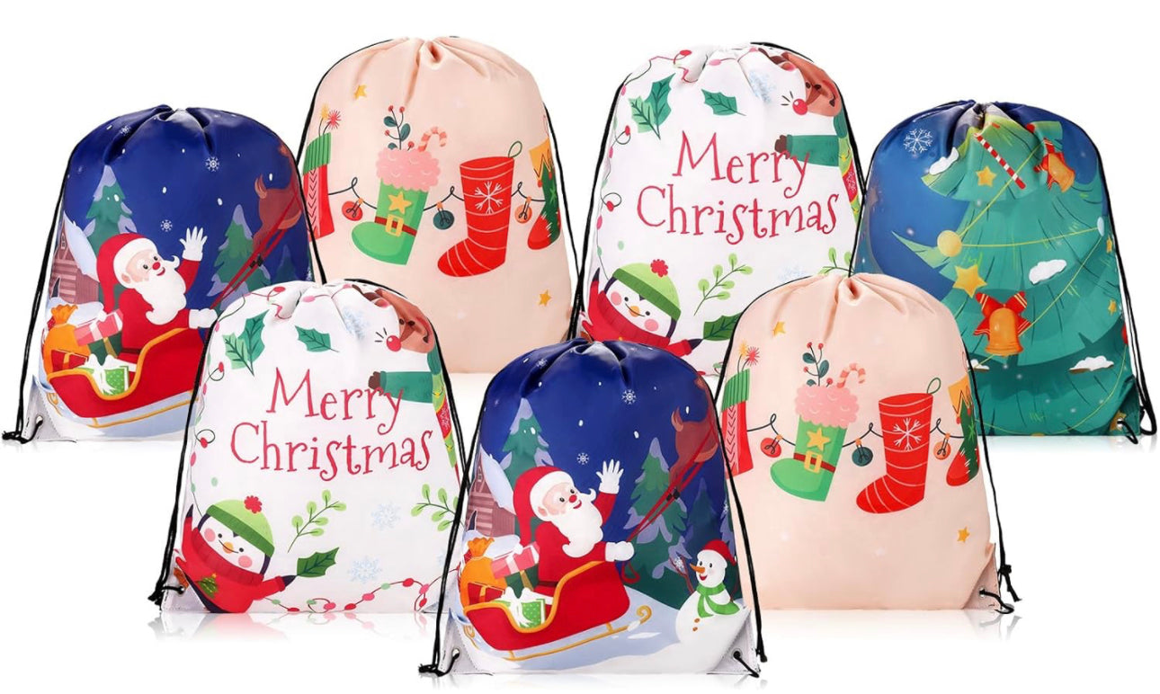 Christmas Themed Drawstring Bag