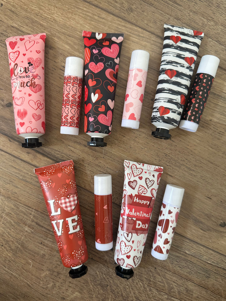 Valentine Themed Lip Balm and Hand Cream Set