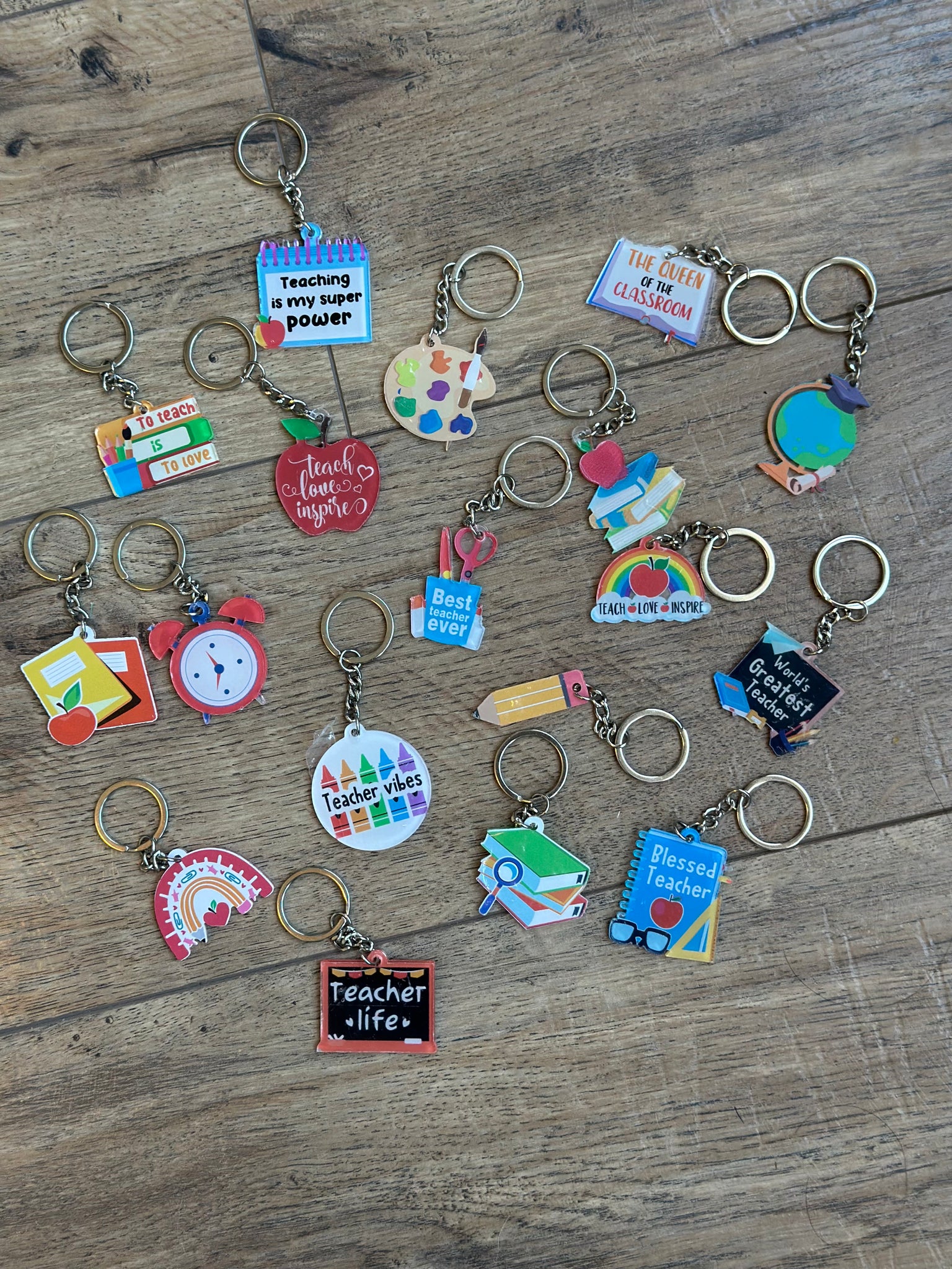 Assorted Teacher Themed Acrylic Keychain