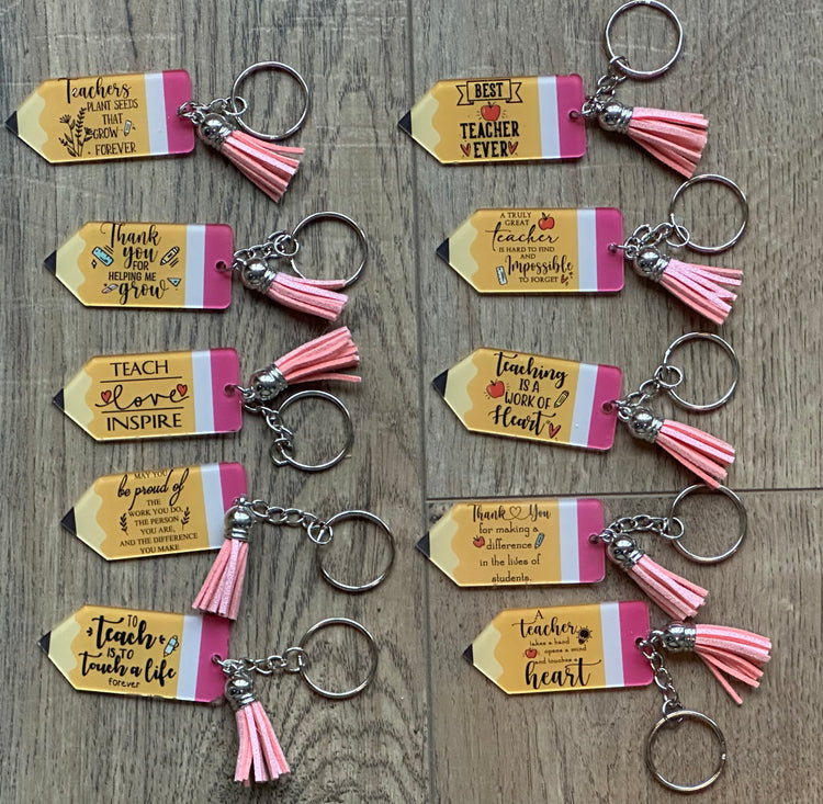 Yellow Pencil Teacher Acrylic Keychain