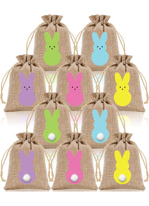 Easter Bunny Burlap Drawstring Bag Random Select