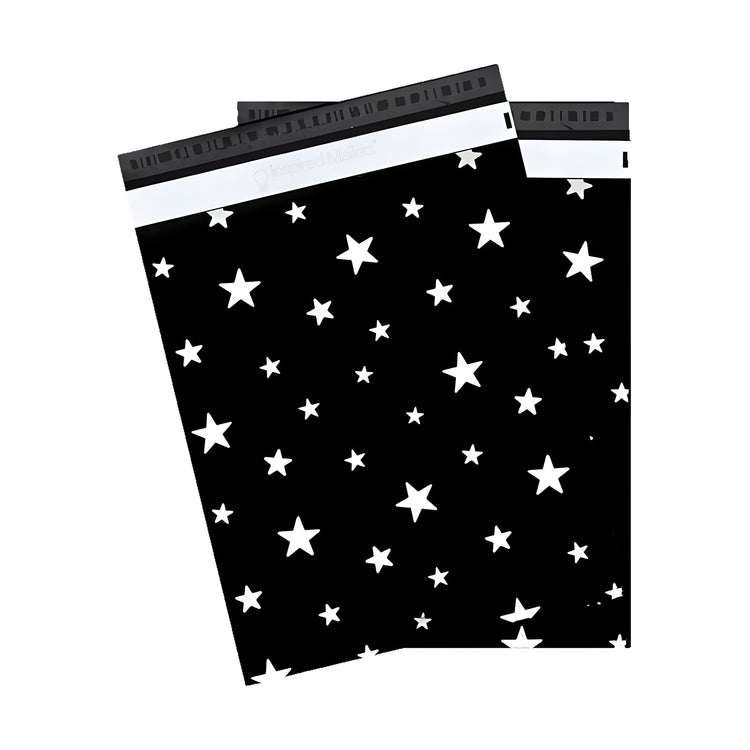 Black Silver Star Polymailer 6 x 9 (Pack of 10)