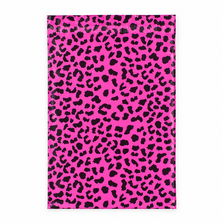 Pink Cheetah polymailer 14 x 19, hot pink mailer with black cheetah spots