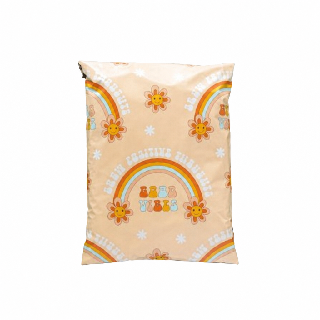 Positive Thoughts polymailer on a plain white background, full bag centered