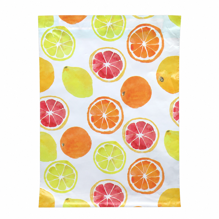 Citrus polymailer centered on white background