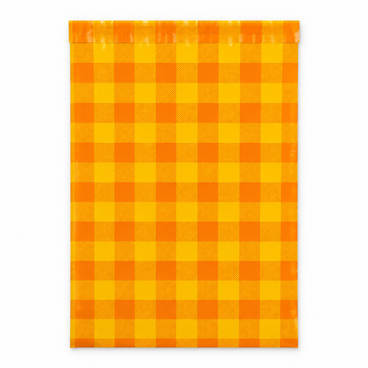 Autumn Plaid polymailer 14 x 19, orange and yellow buffalo check