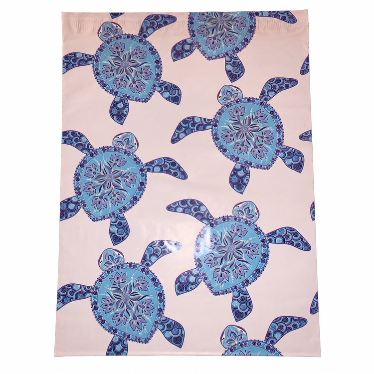 Turtle polymailer framed on white background