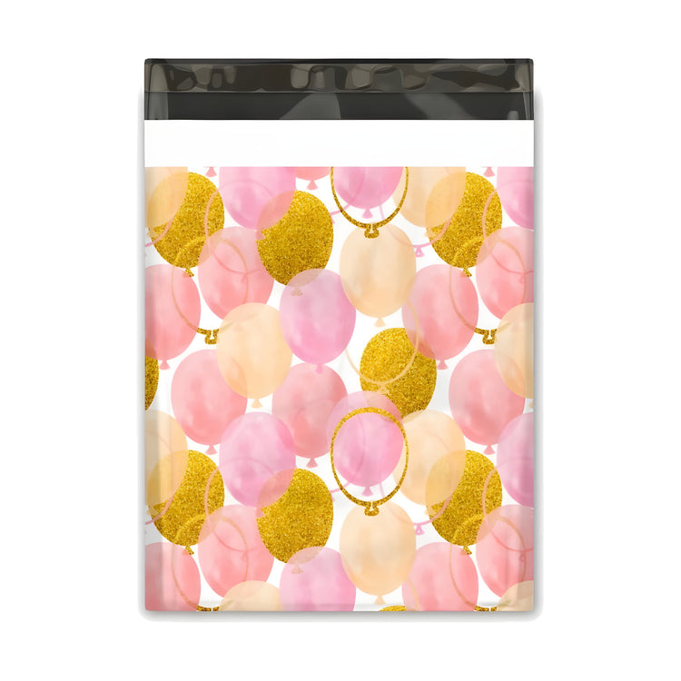 Pink and Gold Balloons Polymailer 10 x 13 (Pack of 10)