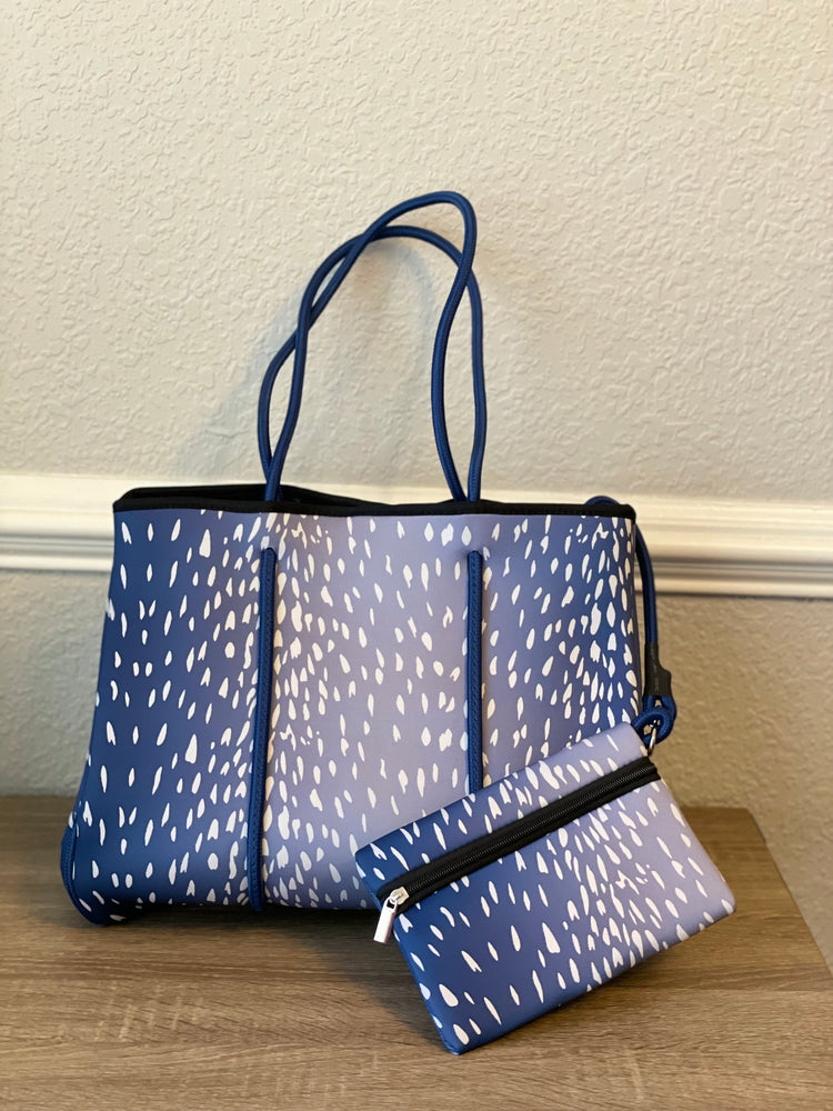 Neoprene Tote Bag Blue Raindrop