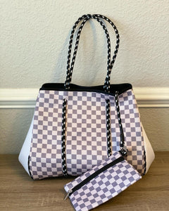 Neoprene Tote Bag Checkered