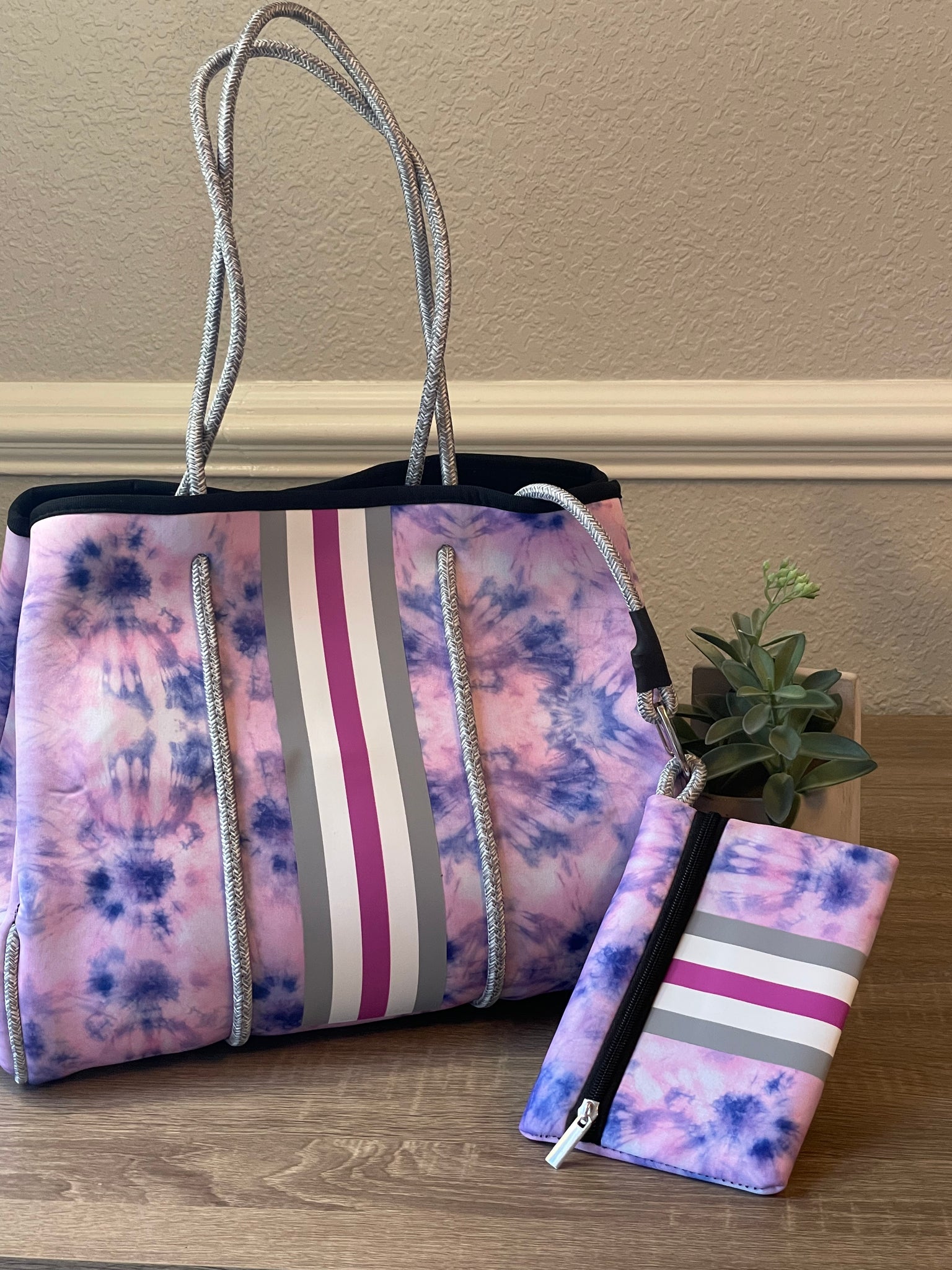 Neoprene Tote Bag Pink/Blue Ombre