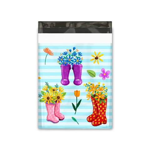 Rainboots with Flowers 10 x 13