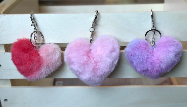Heart Pom Pom Keychain