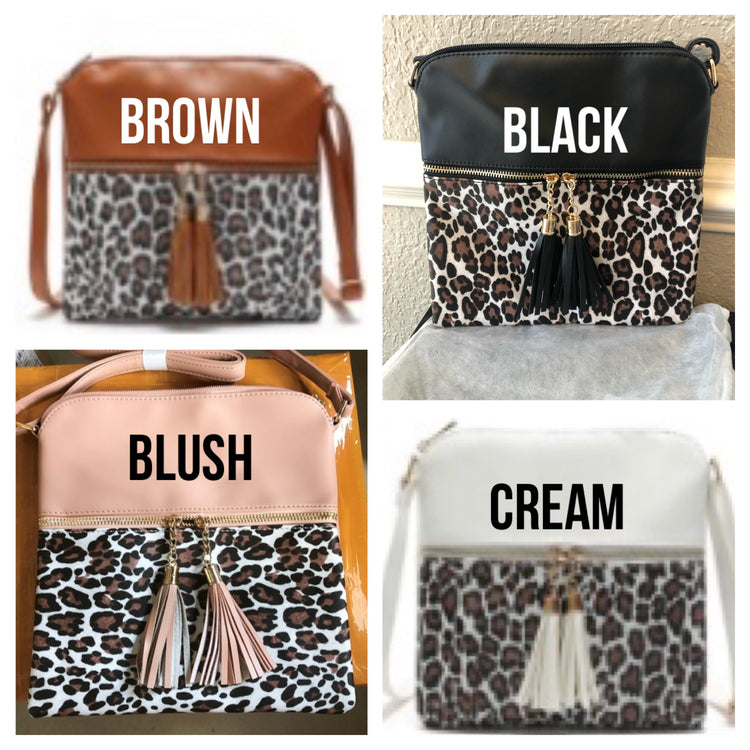 Leopard Crossbody Bag with Tassle