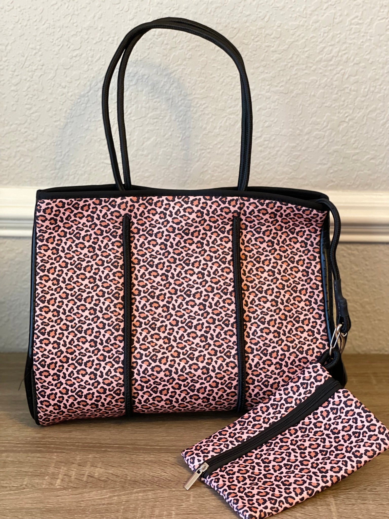 Neoprene Tote Bag Pink Cheetah