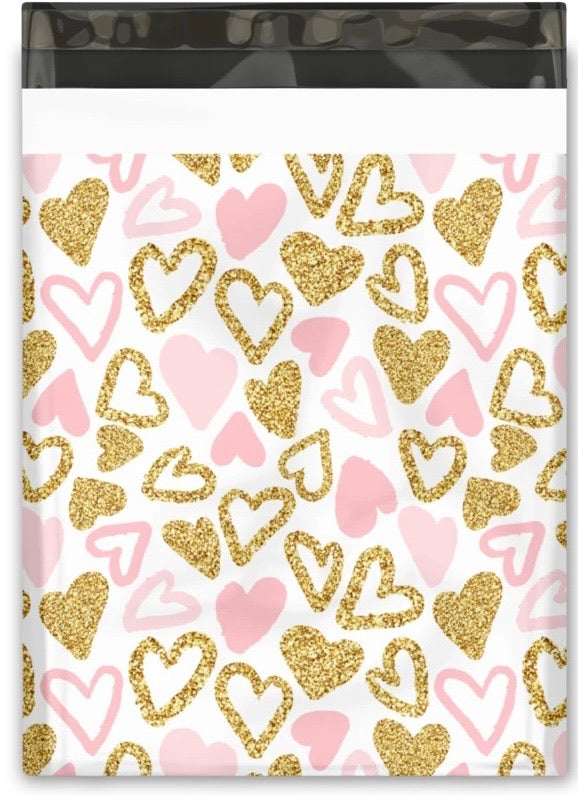 Pink and Gold Hearts 10 x 13