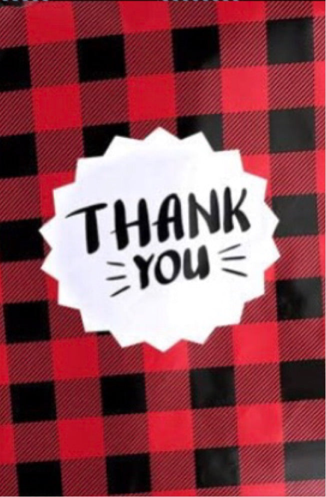 Red Plaid Thank you 10 x 13