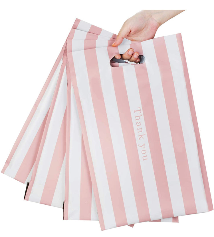 Pink Stripe Polymailer with Handle