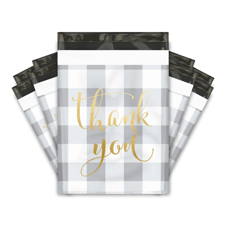 Silver Gold Thank you Plaid 10 x 13